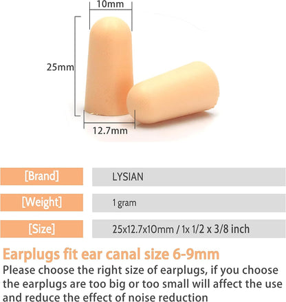 LYSIAN Foam Ear Plugs for Sleep, 60 Pairs, 38dB SNR, Purple