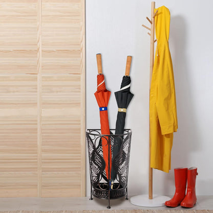 Dualplex Umbrella Holder Umbrella Stand Rack Metal Entry Hallway Décor w/Removable Drip Tray for Home Office Holds Umbrellas Canes Walking Sticks 16" Tall (Square, Antique)