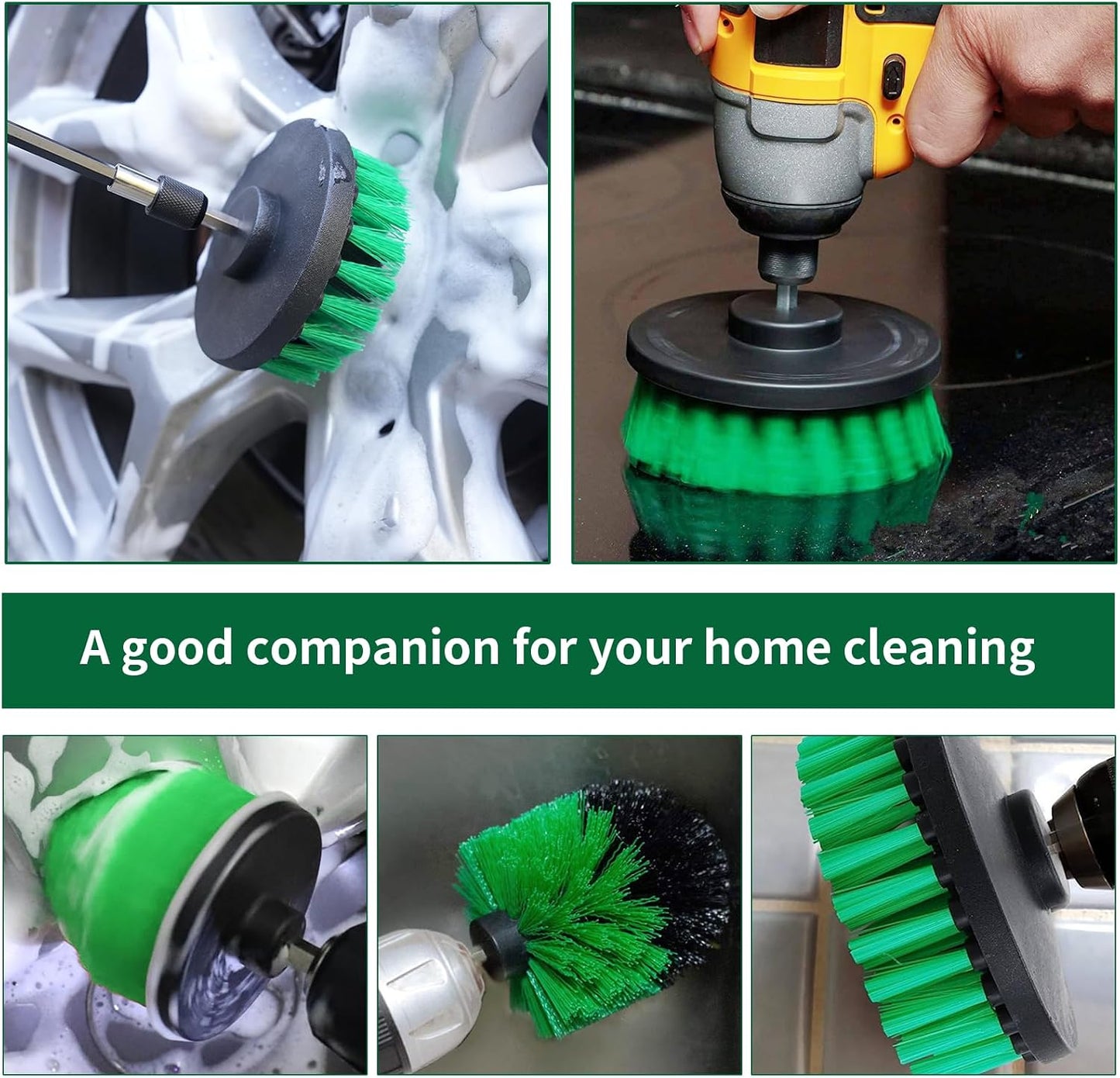 8 Pcs Drill Brush Attachment Set - Power Scrub Brush Kit | Brush Drill with Extend Long Attachmen - All Purpose Household Cleaning Brushes for Car, Grout, Floor, Tub, Bathroom