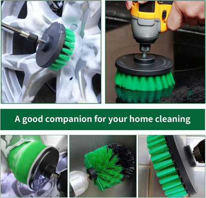 8 Pcs Drill Brush Attachment Set - Power Scrub Brush Kit | Brush Drill with Extend Long Attachmen - All Purpose Household Cleaning Brushes for Car, Grout, Floor, Tub, Bathroom