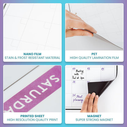 Dry Erase Weekly Extra Thick Magnetic Calendar for Refrigerator: 17x13 Two Week Planner and 6x9 White Board, 4 Fine Tip Markers and Eraser. Stain Resistant. Shipped Flat. (Monthly Planner)