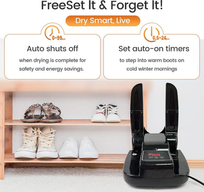 Boots and Shoes Dryer, Glove Dryer & Boot Warmer with Heat Blower, Portable Adjustable Rack and Timer, Folding Design & Quick Drying for Shoes, Gloves, Hats, Socks, Ski Boots