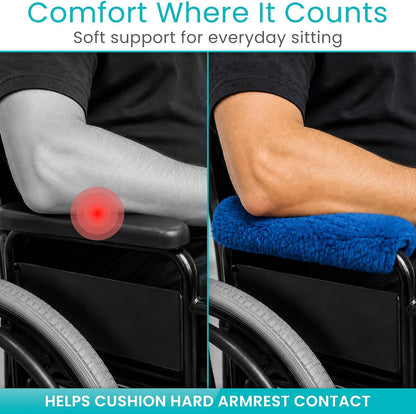 Vive Wheelchair Armrest Pads (2 PCS) - Memory Foam Sheepskin Cushion