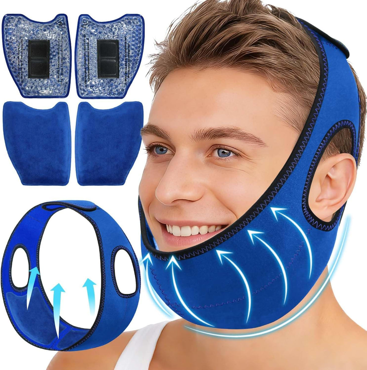 Wisdom Teeth Ice Pack Head Wrap Jaw Face Ice Pack with 4 Gel Packs