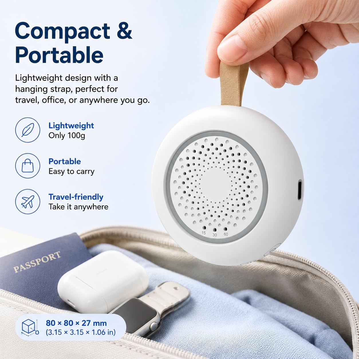 MISIRUN White Noise Machine for Baby and Adult Sleep, for Nursery Travel | 24 soothing sounds, 3-level night light, auto noise detection and 15/30/60-min timer for bedtime, stroller and travel