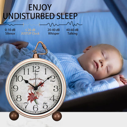 Maxspace 5.2in Analog Clock, Retro Silent Desk Clock Non-Ticking & Battery Operated with Quartz Movement,Clock Decor for Bedroom Living Room