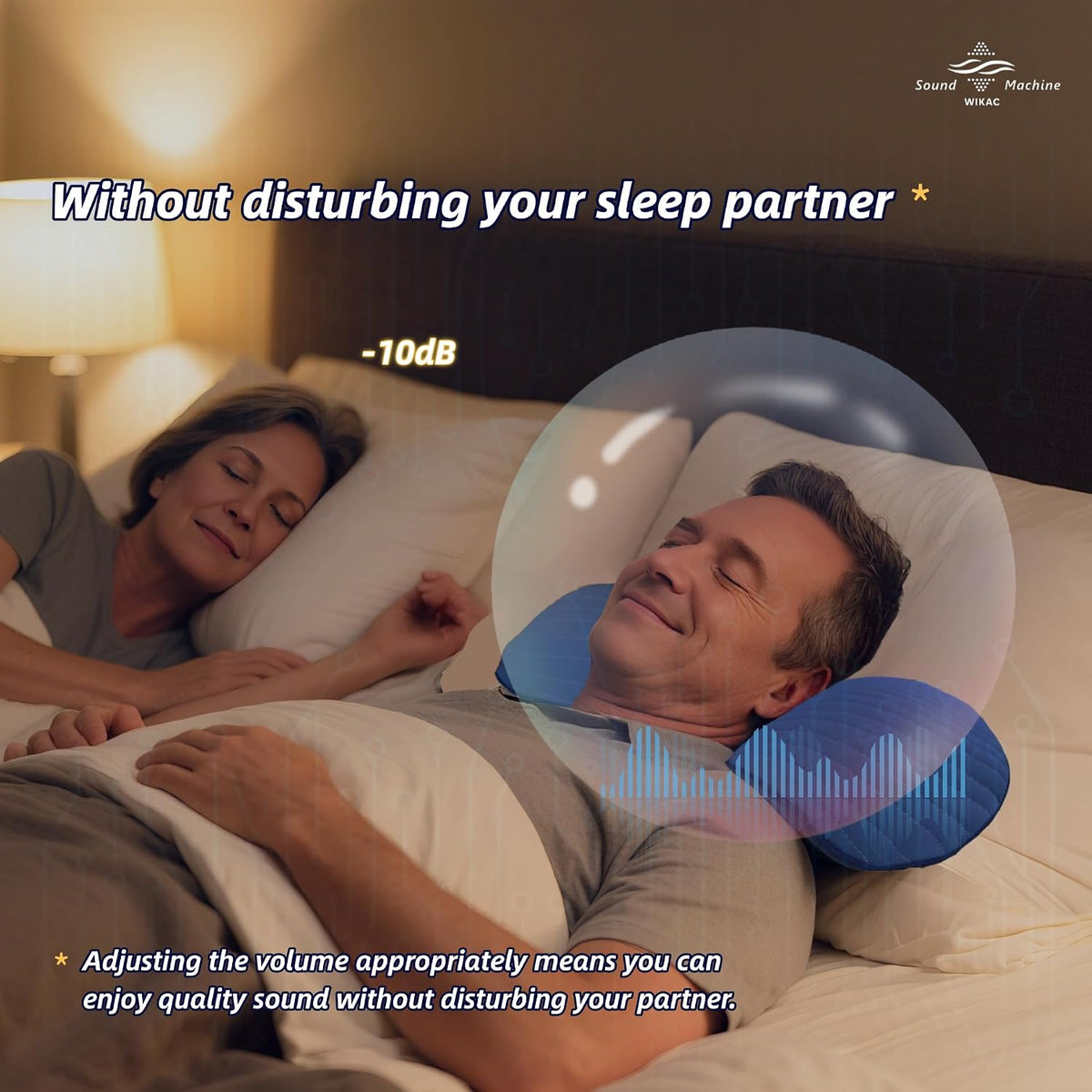 Wikac Bluetooth Soft Pillow Speaker for Sleeping,HQ Amplified Audio,50hr Play-Time,56 Natural 3D White Noise, 5 Timer, Comfortable Sleep Headphones with Bone Conduction Speakers for a Healthy Sleep