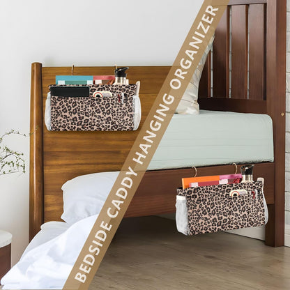 Bedside Caddy Hanging Bunk Bed Caddy Bed Organizer Hanging Pocket with 2 Hooks Bedside Storage Organizer Pocket Bag Holder Checkered Light Green - Colors B