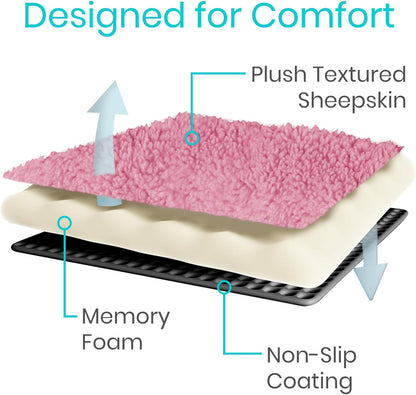 Vive Wheelchair Armrest Pads (2 PCS) - Memory Foam Sheepskin Cushion | Accessories for Transport Electric Wheel Chair Arm Rests - for Adults, Seniors, Handicapped - Soft Support for Office Chair