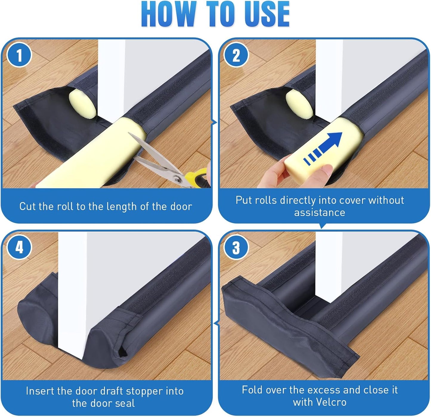 BlissTrends 36 in Under Door Draft Stopper, Covers Gaps up to 2.36 in,Black | Adjustable Door Sweep Gap Filler Seal Fits Most Doors, Easy Install, Blocks Drafts, Light, Dust, Insects and Reduces Noise
