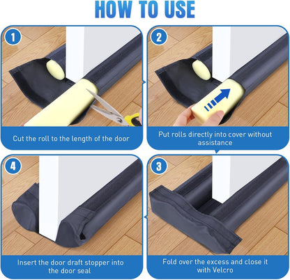 BlissTrends 36 in Under Door Draft Stopper, Covers Gaps up to 2.36 in,Black | Adjustable Door Sweep Gap Filler Seal Fits Most Doors, Easy Install, Blocks Drafts, Light, Dust, Insects and Reduces Noise