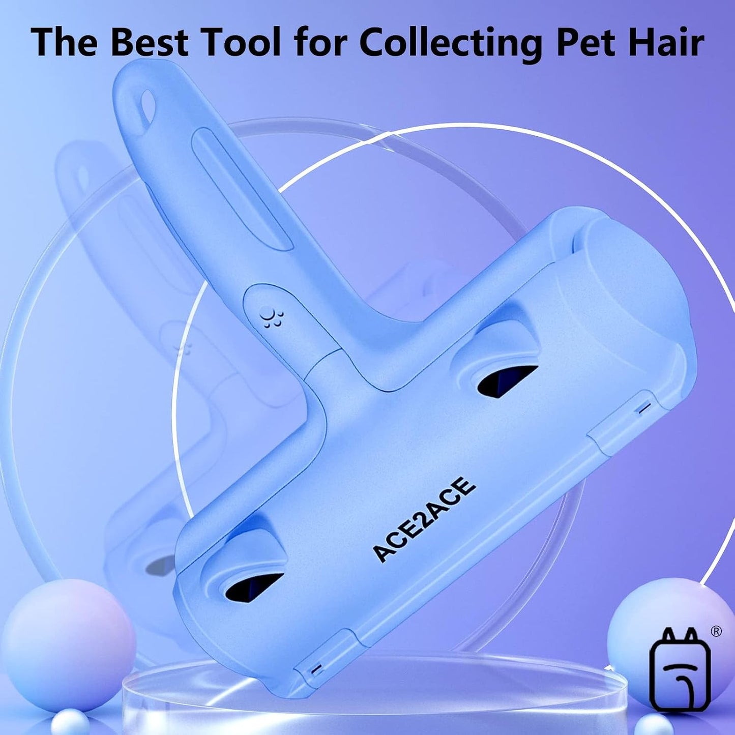 ACE2ACE Pet Hair Remover, Reusable Lint Roller for Cat and Dog Hair, White | Self Clean Cat Hair Remover with Dust Bin, Dog Hair Remover for Couch, Furniture, Carpet, Sofa and Bedding