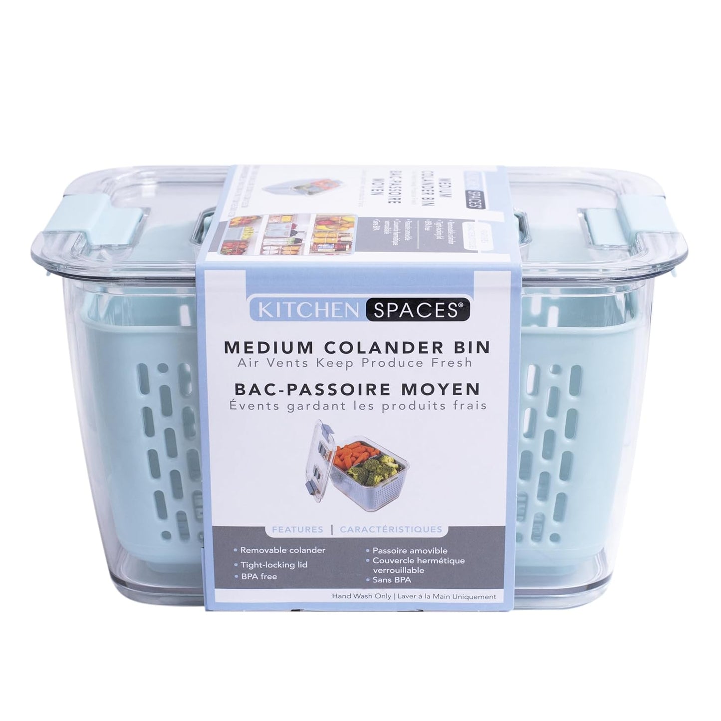 Kitchen Spaces Stackable Fridge Storage Colander Containers, Variety Pack | 3 Sizes to Store Fresh Produce, Organize Washed Fruits and Veggies, Snap and Seal Lids with Adjustable Vents, Hand Wash Only