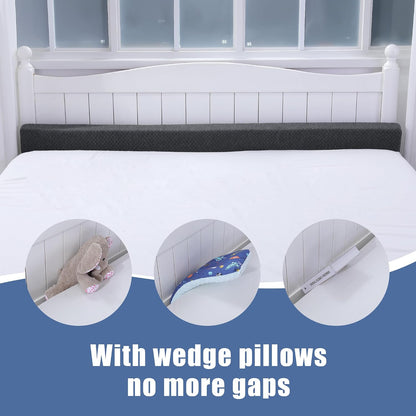 Flodable Pillow for Headboard Gap,Bed Gap Filler Queen Size,Adjustable Bed Wedge Pillow for Headboard,Rectangular Bed Gap Filler,Foam Mattress Gap Filler(Gray,Queen)