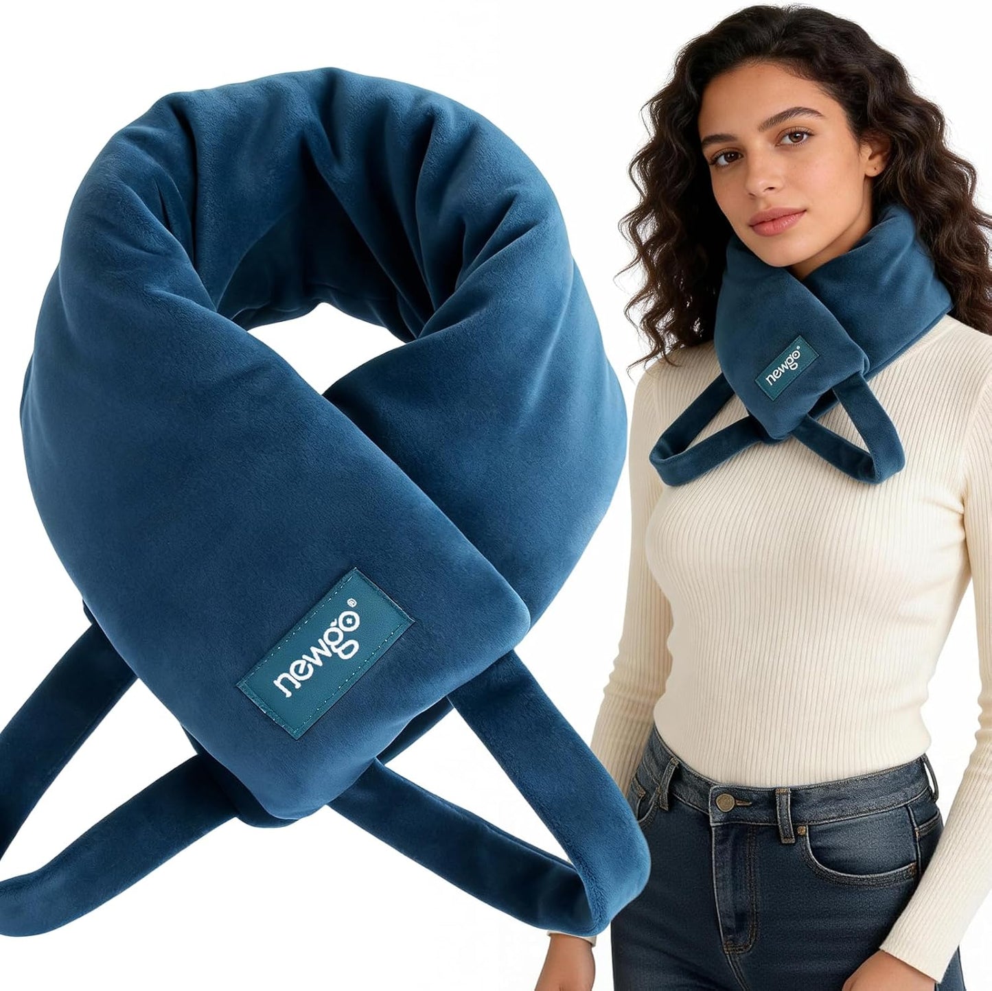 NEWGO Neck Warmer Microwavable - Heating Pad for Neck and Shoulders with Straps - Reusable Moist Heated Pad for Pain Relief- Hot Compress