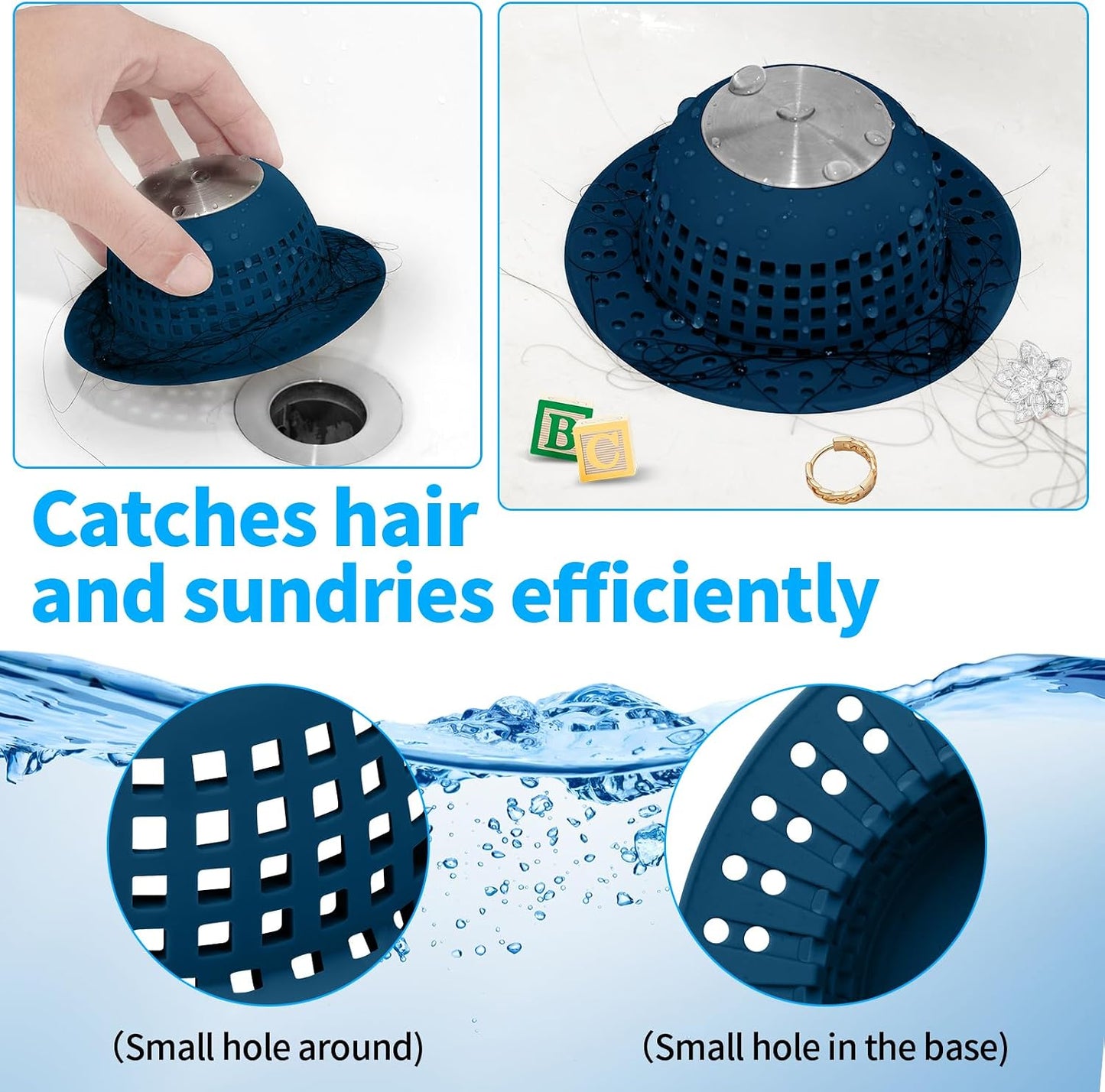 Aluvor Shower Drain Hair Catcher Bathtub Drain Cover Sink Drain Protector | Bathroom Sink & Bathtub Drain Strainer for Pop-Up & Regular Drains, Silver Grey