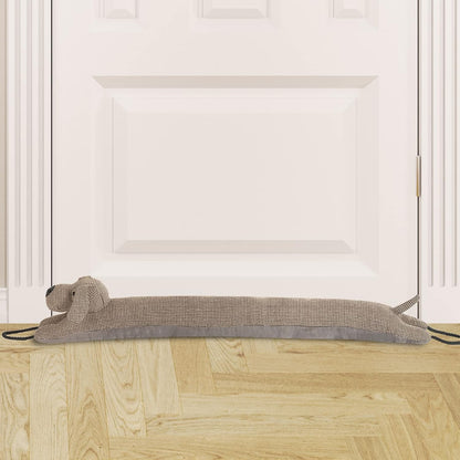 Under Door Draft Stopper Decorative Wind Stopper 36 inch for Door & Window, Weighted Animal Air Draft Stopper for Bottom of Door with Hanging Loops - Brown Dog