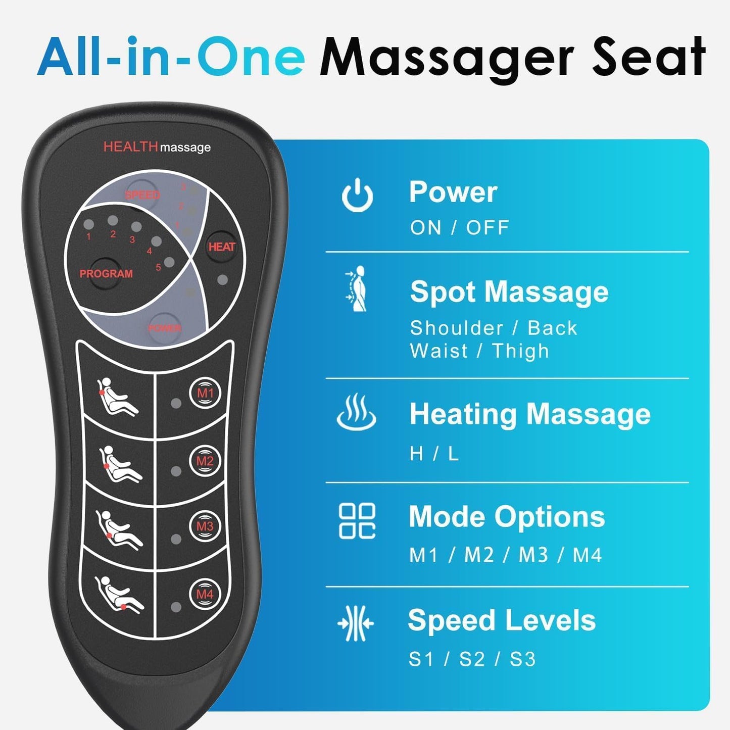 Back Massager with Soft Plush Fabric Cover, Massage Seat Cushion with 8 Vibration Motors & 2 Heating Levels, Chair Massager for Recliner, Office Chair, Sofa Use