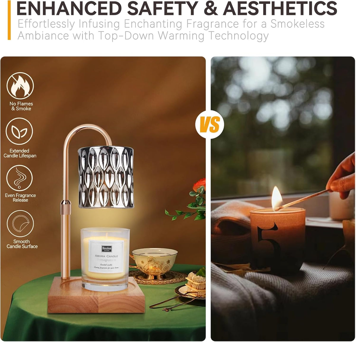Candle Warmer Lamp with 3 Bulbs, Adjustable Height Dimmable Candle Warmer with Timer, Candle Lamp with Charming Gift Box Ribbon,Birthday Gifts for Women Mom, House Warming Gifts New Home Decor