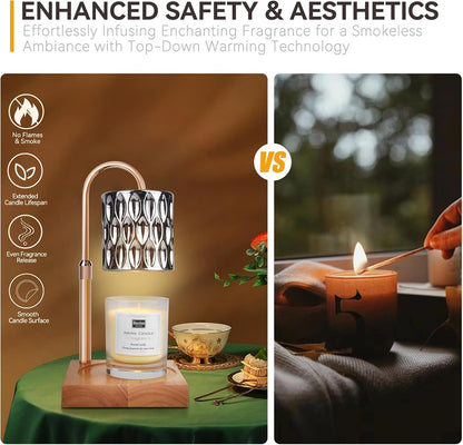 Candle Warmer Lamp with 3 Bulbs, Adjustable Height Dimmable Candle Warmer with Timer, Candle Lamp with Charming Gift Box Ribbon,Birthday Gifts for Women Mom, House Warming Gifts New Home Decor