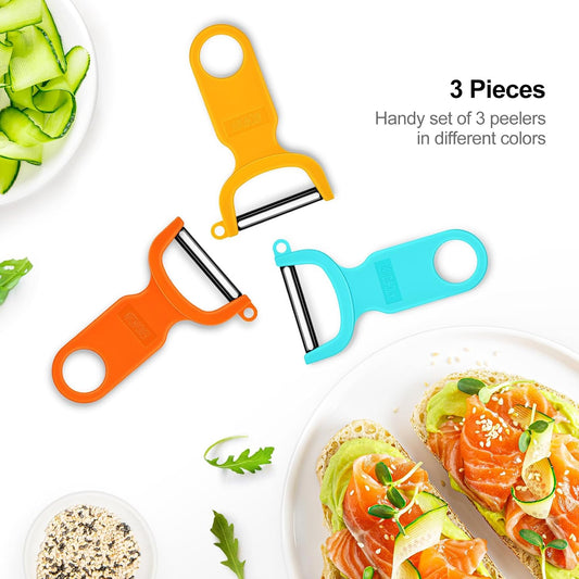 Original Vegetable Fruit Peeler Carbon Steel Blade 3 Pack Red/Green/Yellow…