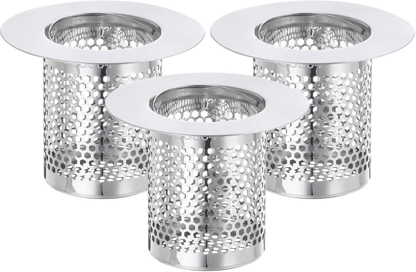uxcell 2 Pack Shower Drain Strainer, 2" x 2.5" Stainless Steel Floor Drain Strainer Deep Sink Hair Catcher for Kitchen Bathroom Balcony Floor Drain, Fit Hole Size from 1.57" to 2.56"