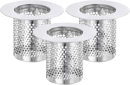 uxcell 2 Pack Shower Drain Strainer, 2" x 2.5" Stainless Steel Floor Drain Strainer Deep Sink Hair Catcher for Kitchen Bathroom Balcony Floor Drain, Fit Hole Size from 1.57" to 2.56"