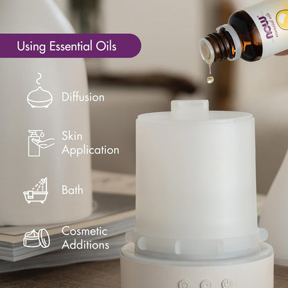 NOW Essential Oils, Ultrasonic Real Bamboo Aromatherapy Oil Diffuser, Extremely Quiet, Heat Free and Easy to Clean, Color Changing LED Diffuser