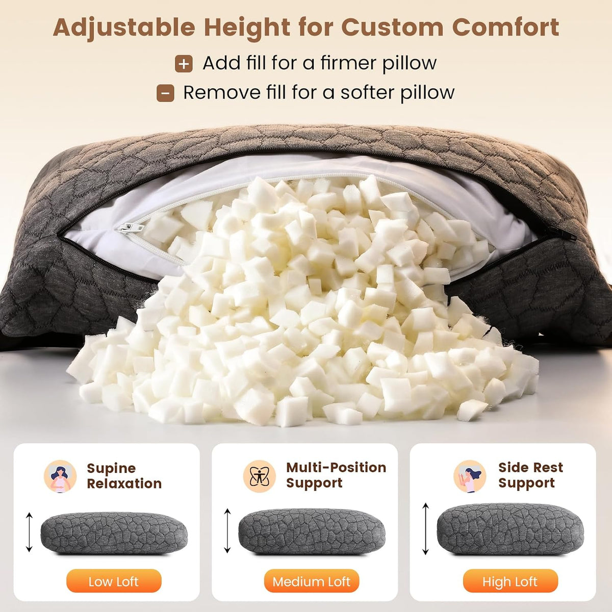 SUPA MODERN Adjustable Headrest Pillow for Recliner, Armchair & Sofa – Breathable, Non-Slip Shredded Memory Foam with Washable Cover for Neck Support & Pain Relief (Straps)