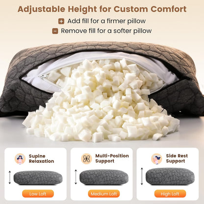 SUPA MODERN Adjustable Headrest Pillow for Recliner, Armchair & Sofa – Breathable, Non-Slip Shredded Memory Foam with Washable Cover for Neck Support & Pain Relief (Straps)
