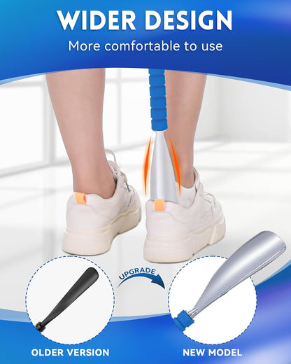 36.5 Inch Metal Extra Long Handled Shoe Horn - Adjustable Dressing Stick Aid for Seniors, Disabled - Ideal for Hip, Back, Shoulder Surgery Recovery – Helps with Getting Dressed, Button, Sock Remover
