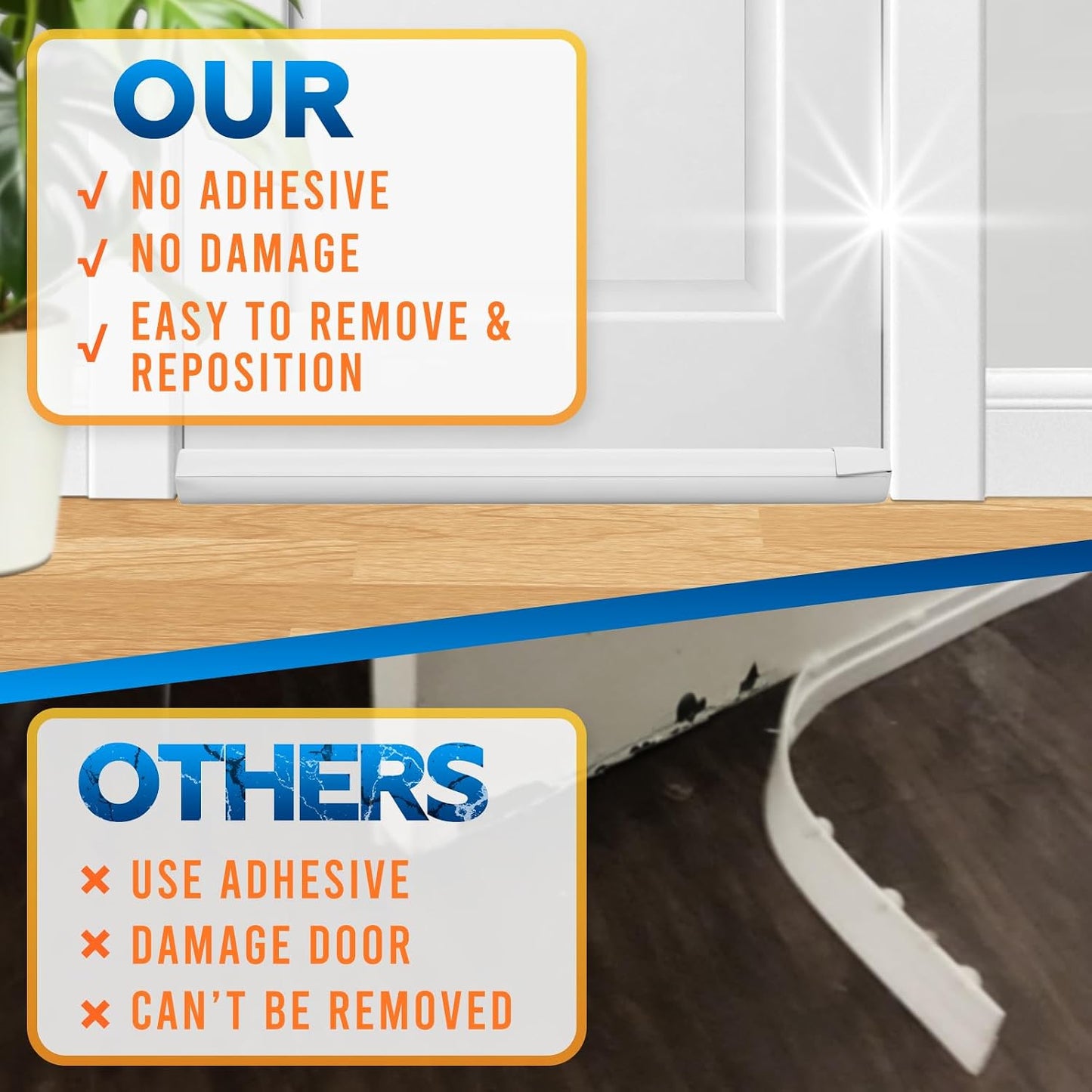 Comfyanno Under Door Draft Stopper - Bottom Door Gap Filler & Seal - Fits 30” to 36” Door, Double Side Block Noise, Sound, Air, Bugs, Dust, Easy to Install, No Adhesive, Black