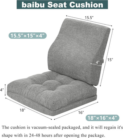 baibu Memory Foam Recliner Cushions with Lumbar Support Pillow Set for Elderly, 20x20x5 Inch Dual-Layer Design Non-Slip Recliner Seat Cushion & Back Support Pillow for Reduce Hip & Lumbar Pain, Brown