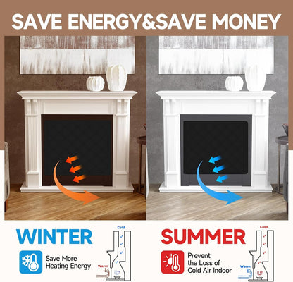 TORRAMI 36" x 28" Magnetic Fireplace Blocker Blanket Cover with Hook and Loop Tapes Save Energy