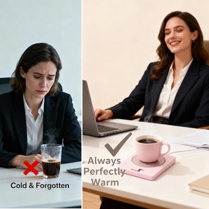Desk Coffee Mug Warmer for Office: Compatible with All Cup for Career Women | 13W 2-Temp Adjustable Electric Heated Coaster Tea Cup Hot Plate - Gifts for Wife (Wood Grain Color)