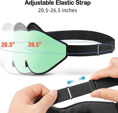 LitBear Sleep Mask for Side Sleeper Women Men, Eye Mask for Sleeping | Light Blocking 3D Contoured Sleeping Mask, Soft Breathable Sleep Eye Mask with Adjustable Elastic Strap for Travel, Black
