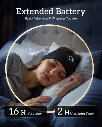 Perytong Sleeping Headphones Bluetooth Headband, Soft Long Time Play Sleeping Headsets with Built in Speakers Perfect for Workout,Running,Yoga,Travel, Darkgray