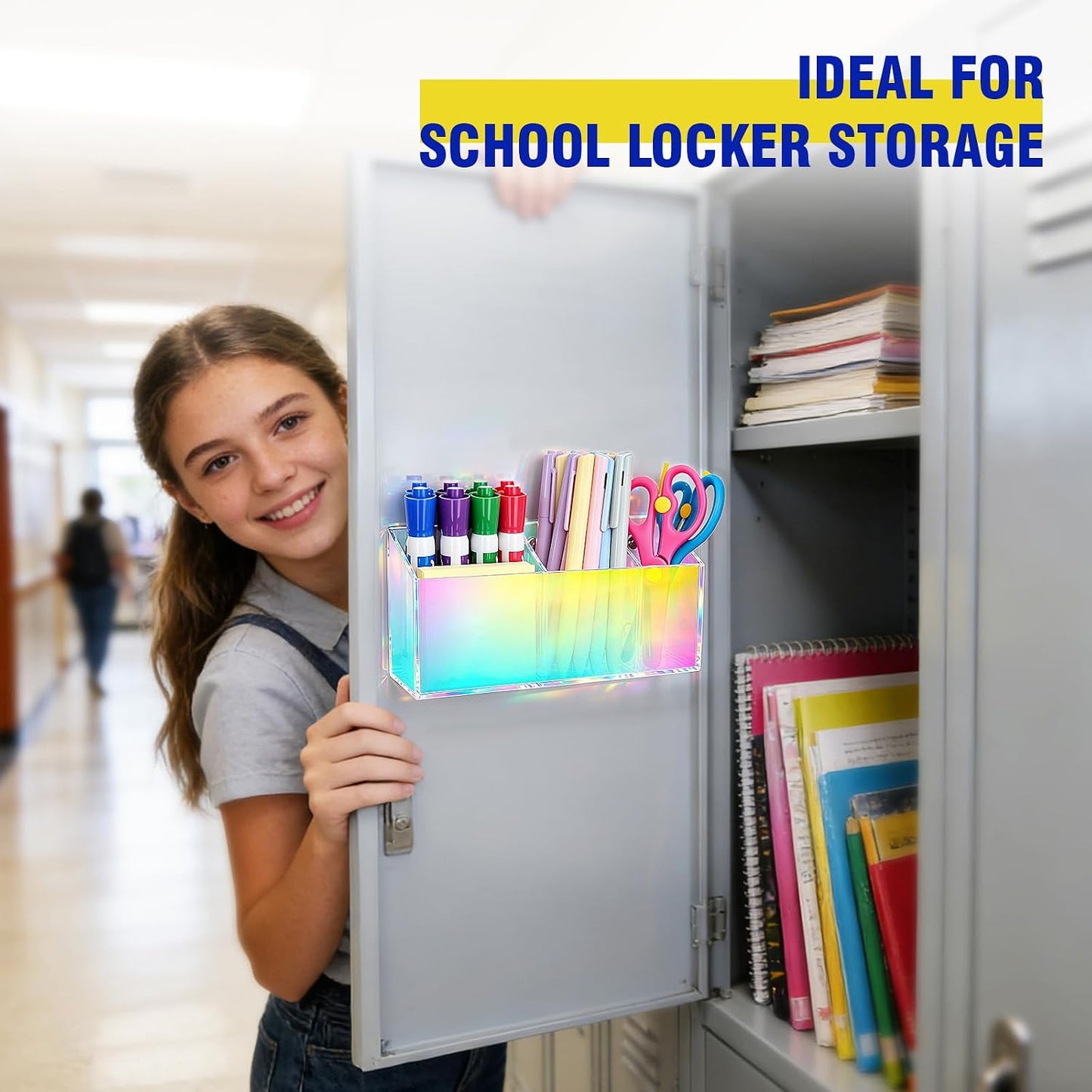 Magnetic Marker Holder for Whiteboard, Fridge, Teacher Must Have | Acrylic Magnet Dry Erase Pen Holder for Refrigeator, Anti-slip Pencil Holder for Classroom, Locker Organizer Accessories