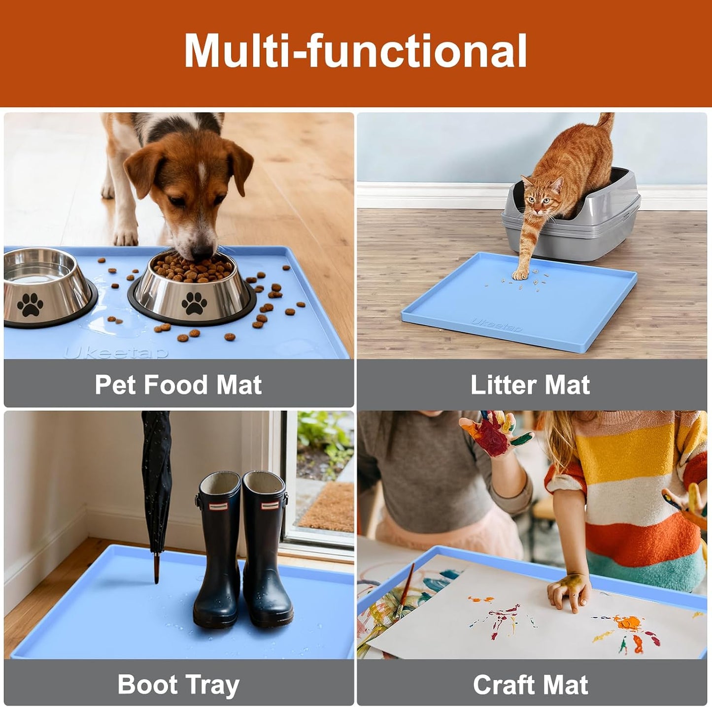 34" x 22" Extra Thick Silicone Mat Waterproof with Raised Edge, | Under Sink Mat for Kitchen & Bathroom, Kitchen Cabinet Liner, Multi-Purpose for Storage & Protection