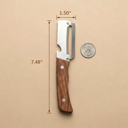 Multi-functional Vegetable Peeler, Natural Wooden Handle with Bottle Opener, Premium Stainless Steel Peeler, Kitchen Tool for Fruits & Vegetables