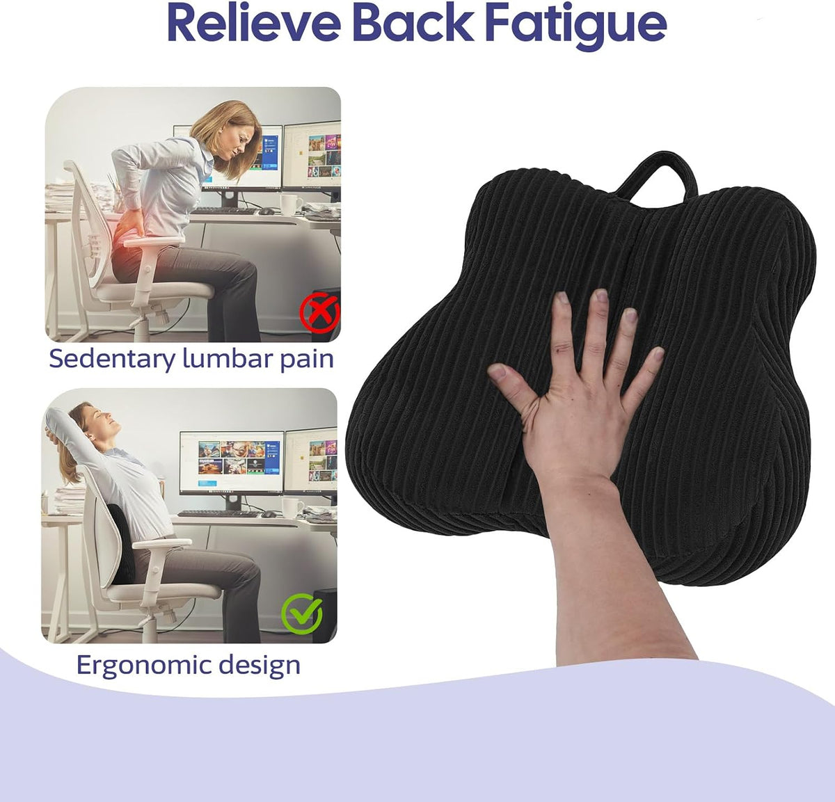 Lumbar Support Pillow for Couch, Back Support Pillow for Chair