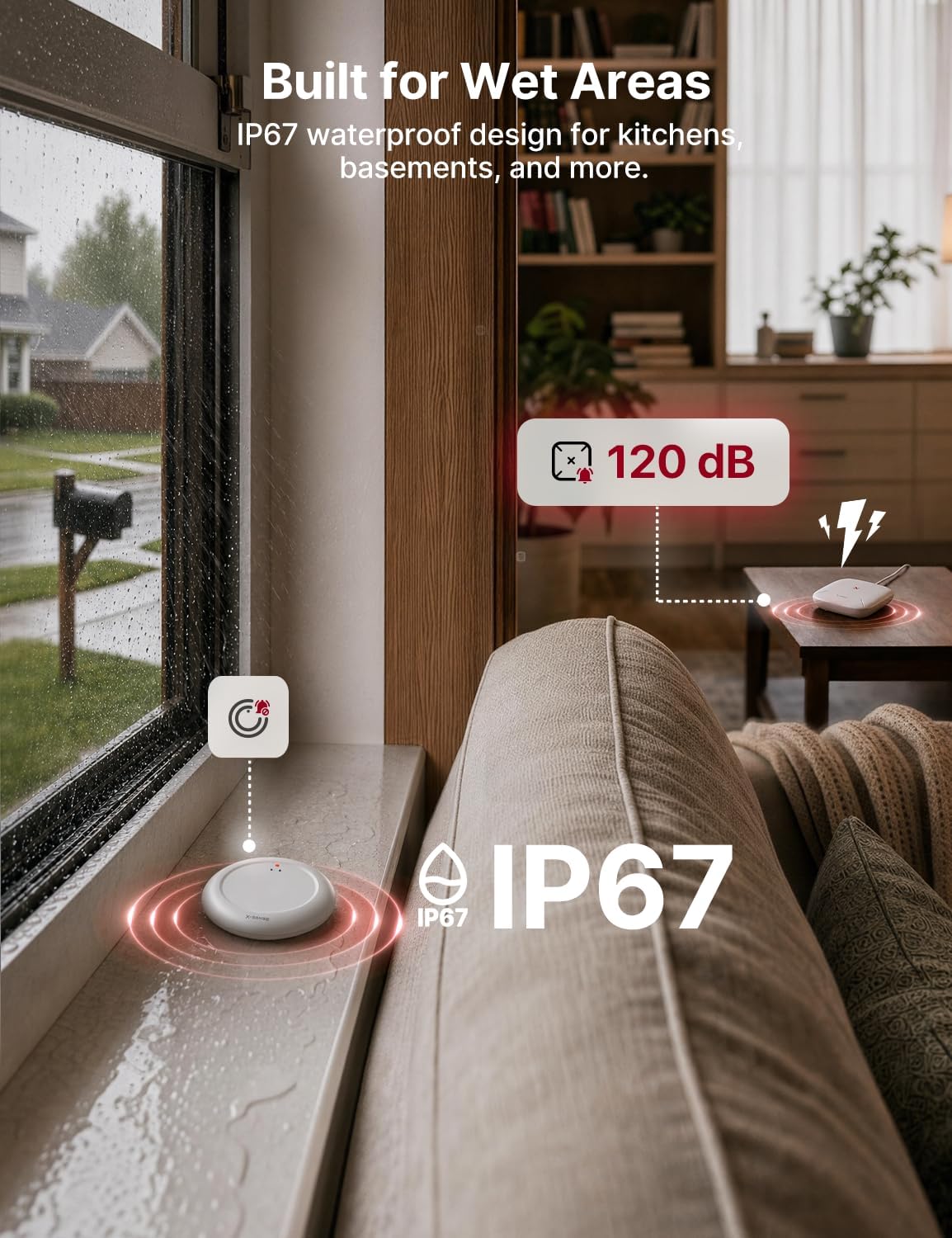 X-Sense Wi-Fi Water Leak Detector Kit, 120 dB, 3 Sensors + Base, SWS54 | Real-Time Alerts, 1804 ft Range, IP66 Waterproof, Detects Water as Low as 0.4 mm, for Sinks & Washers