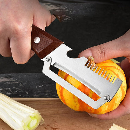 2 PCS Multifunctional Vegetable Peeler, 3 in 1 Elite Vegetable Peeler with Wooden Handle and Bottle Opener, Zero Snag Wooden Peeler for Fruits and Vegetables