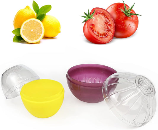 2PCS Fruit and Vegetable Shaped Savers Onion and Tomato Storage Containers for Fridge Vegetable Crisper Makes Food Stays Fresh Longer