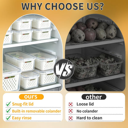 Salad Storage Container for Refrigerator, Salad Crisper Container for Fridge, 3 Pack No-Leak Food Storage Containers, Removable, Sealed Silicone Gasket, Simple to Use, Great for Salads