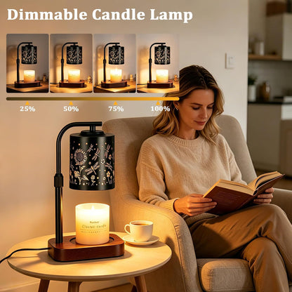 WIHTU Candle Warmer Lamp with Timer & Dimmer Dragonfly for Jar Candles | Metal Electric Wax Melt Warmer, Height Adjustable, Birthday Gift for Women Mom Her, Housewarming Home Decor, Include 2 Bulbs