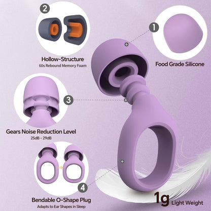Ear Plugs for Sleeping, 25-29dB Soft Silicone Ear Plugs for Side Sleepers | Silicone Ear Plugs for Sleeping,Reusable Ear plugs with 16 Soft Tips,Noise Cancelling Sleep Earplugs for Snoring
