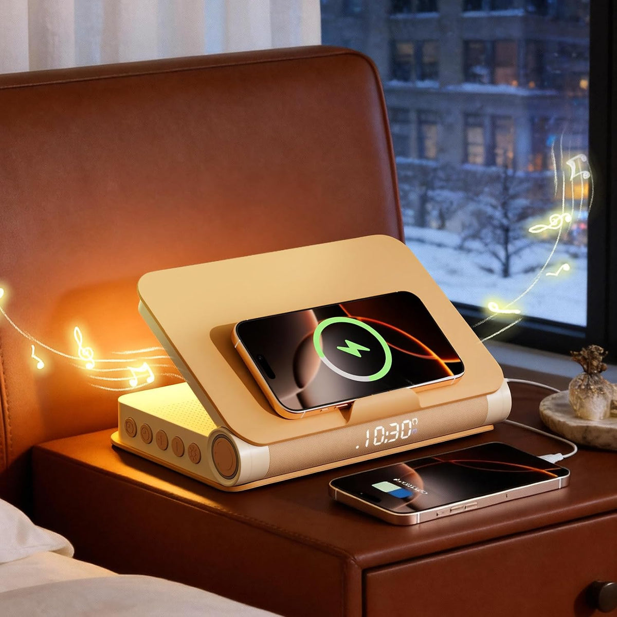 Vivilumens Speaker Bluetooth Wireless Charging 5 in 1 Speaker Loud for Adults Teens Aesthetic Book Shape Sunrise Gentle Wake Up Light for Bedroom Decor Bedside Tech Gifts