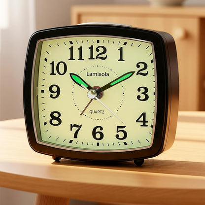 Lamisola Analog Travel Alarm Clock for Bedroom, Small Desk Clock Black
