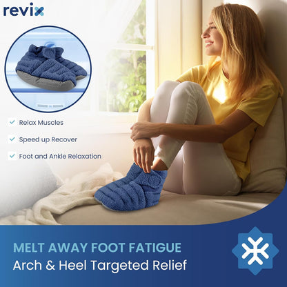 REVIX Microwavable Booties for Cold Feet, Heated Slippers, Navy S